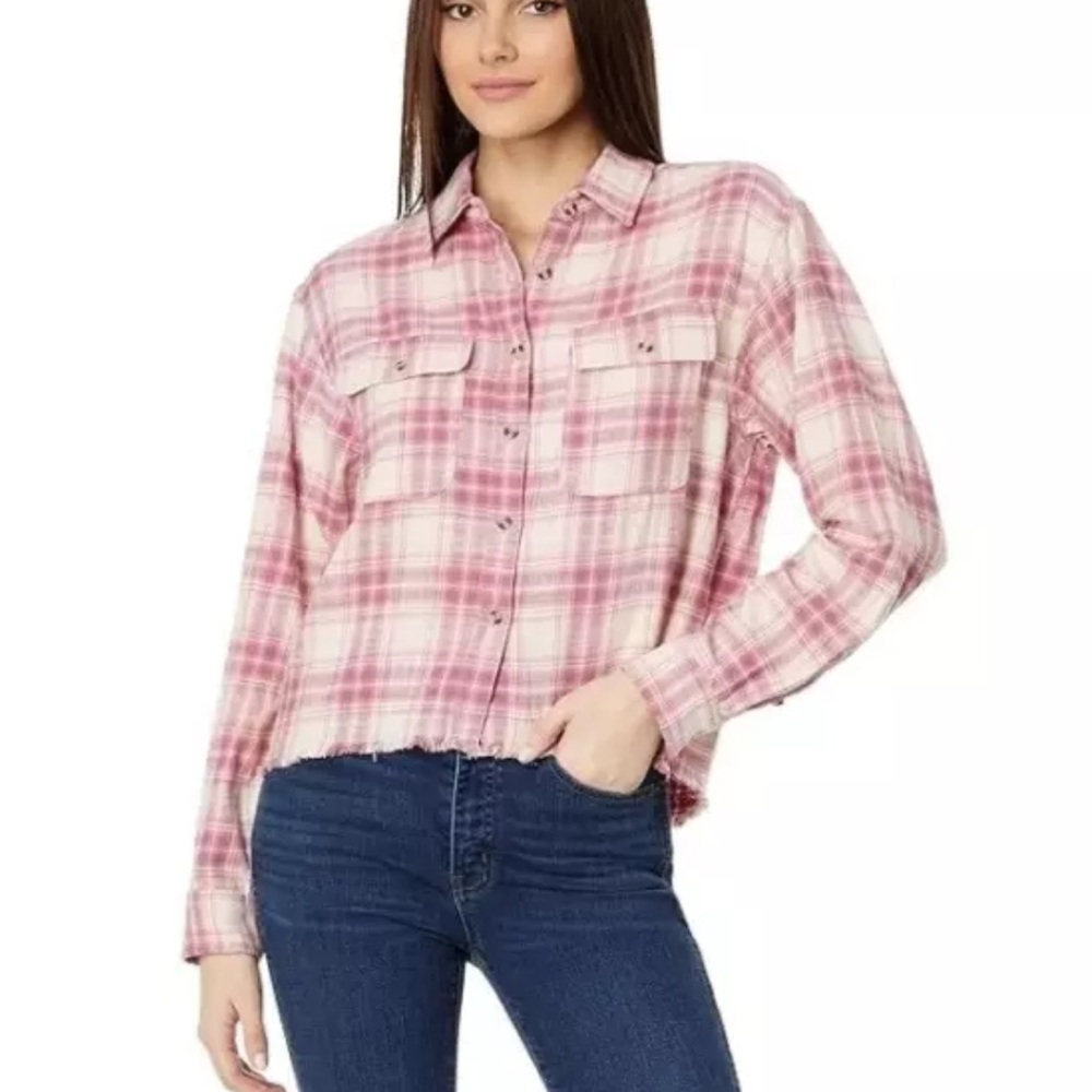 NWT Lucky Brand Women's Raw Edge Cropped Shirt - Picture 4 of 6